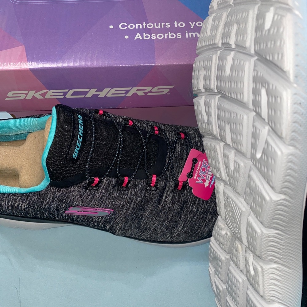 Skechers Charcoal and Aqua Sneakers - Picture 3 of 4